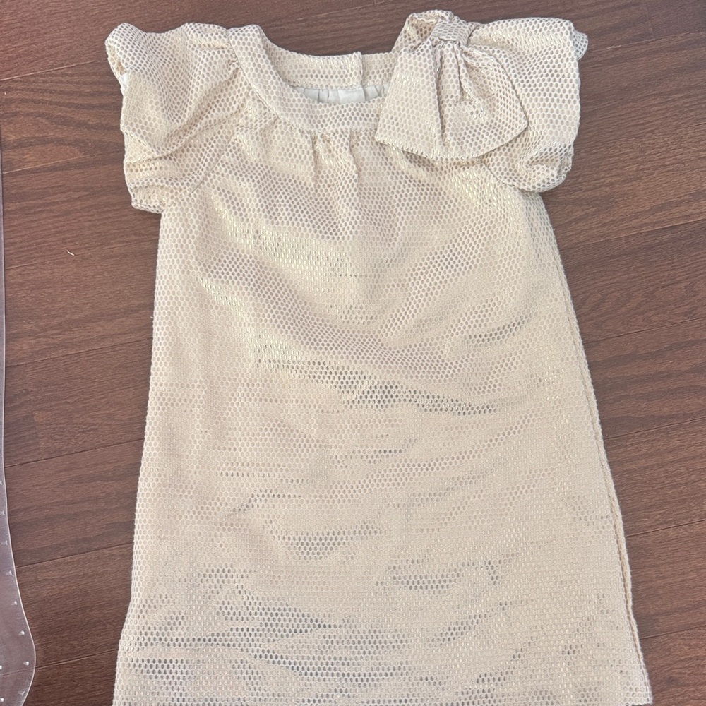 Janie and Jack Gold Dress with Bow Detail